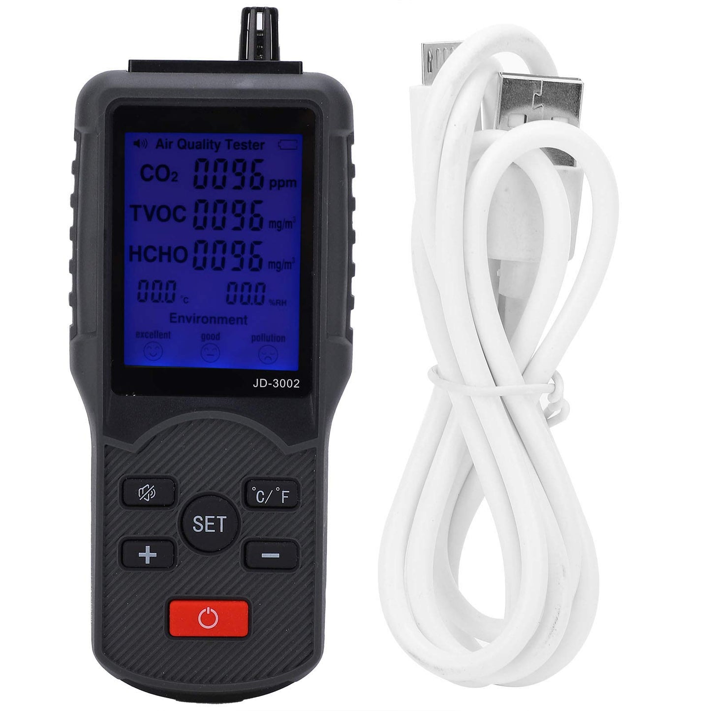 Air quality monitor CO2 detector TVOC temperature-humidity detector industrial testing equipment JD-3002 professional indoor and outdoor meter