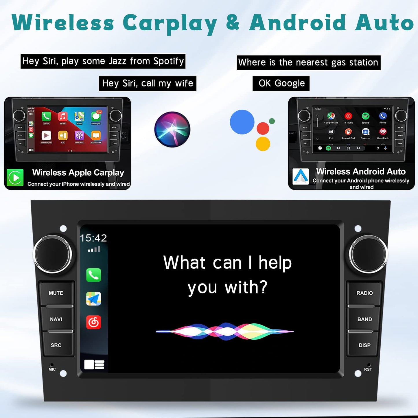 1+32GB Android 13 Car Stereo with Wireless Carplay Android Auto for Opel Corsa Astra Vectra Zafira Meriva Vivaro 2 DIN with 7-inch screen with Navigation Bluetooth WiFi FM/RDS + AHD Reverse Driving