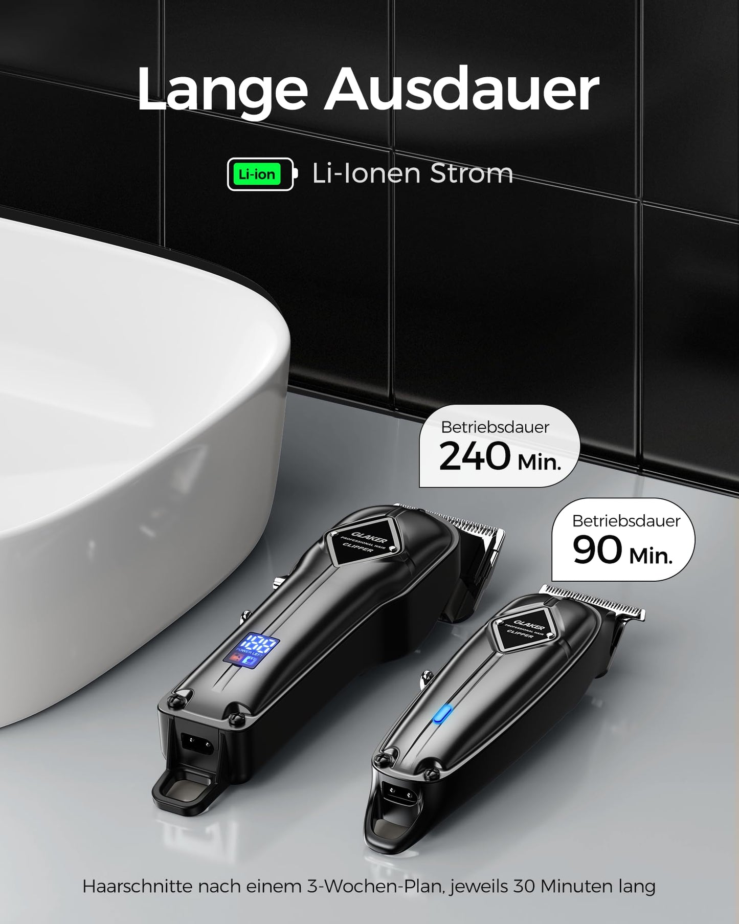 GLAKER hair clipper for men + hair clipper kit, cordless barber professional hair clipper hair cutting set beard trimmer for men women children, fading clippers with 13 guards.