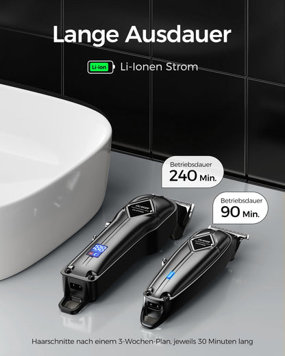 GLAKER hair clipper for men + hair clipper kit, cordless barber professional hair clipper hair cutting set beard trimmer for men women children, fading clippers with 13 guards.