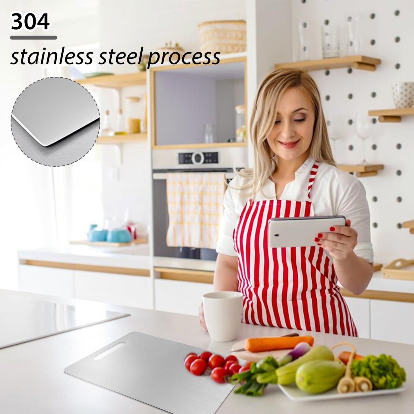 WYFDCZZP Titanium Chopping Board, 2 Stainless Steel Chopping Boards, Baking Board, Kitchen Board made from Titanium Stainless Steel for cutting in the kitchen.