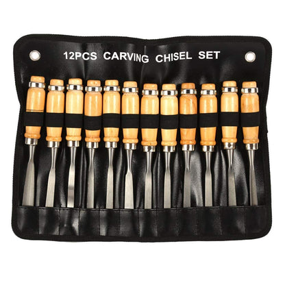 Wood Carving Tools, Gouges, Wood Carving Chisel Set 12Pcs Professional Carving Sharp Woodworking Tools with Bag Ideal for Beginners