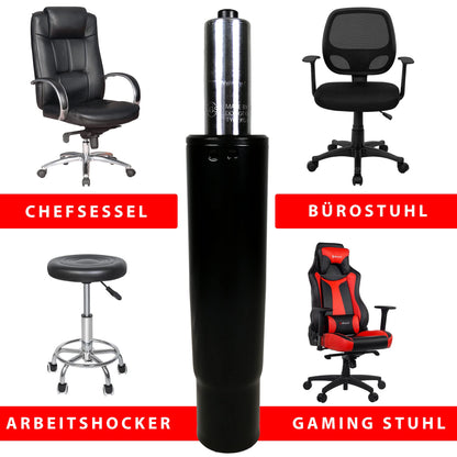 MYNEEED Office Chair Gas Spring - Gas Pressure Spring Load Capacity up to 200 kg - Gas Dampers for Swivel Chair, Executive Chair, Stool, Desk Chair - Gas Spring Column Office Chair, Column Length: 200 mm Black