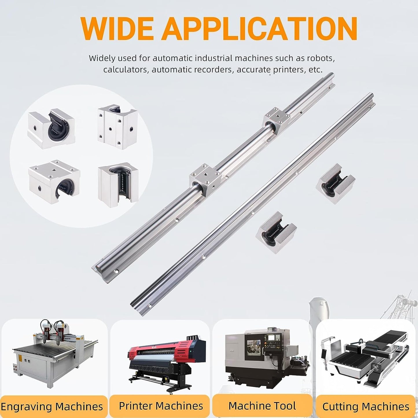 CNCYEAH 4 pieces Linear Guide Rail SBR20-1500mm Linear Bearing Slide Kit with 4 Linear Guide Shafts and 8 SBR20UU Bearing Blocks for 3D Printer CNC