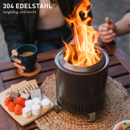 Solo Stove Mesa XL Tabletop Fire | Smokeless Mini Table Fireplace, Outdoor Decoration for Garden, Patio, Balcony, For Pellets/Wood, Stainless Steel, Includes Stand, Storage Bag, 21.8 x 17.8cm, 1 kg, Anthracite