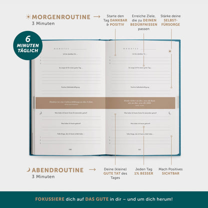 6-Minute Diary for Adults 2025 (The Original) - Mindfulness Journal, Scientifically Based Journal Book - Gratitude Journal for Increased Resilience & Self-Love