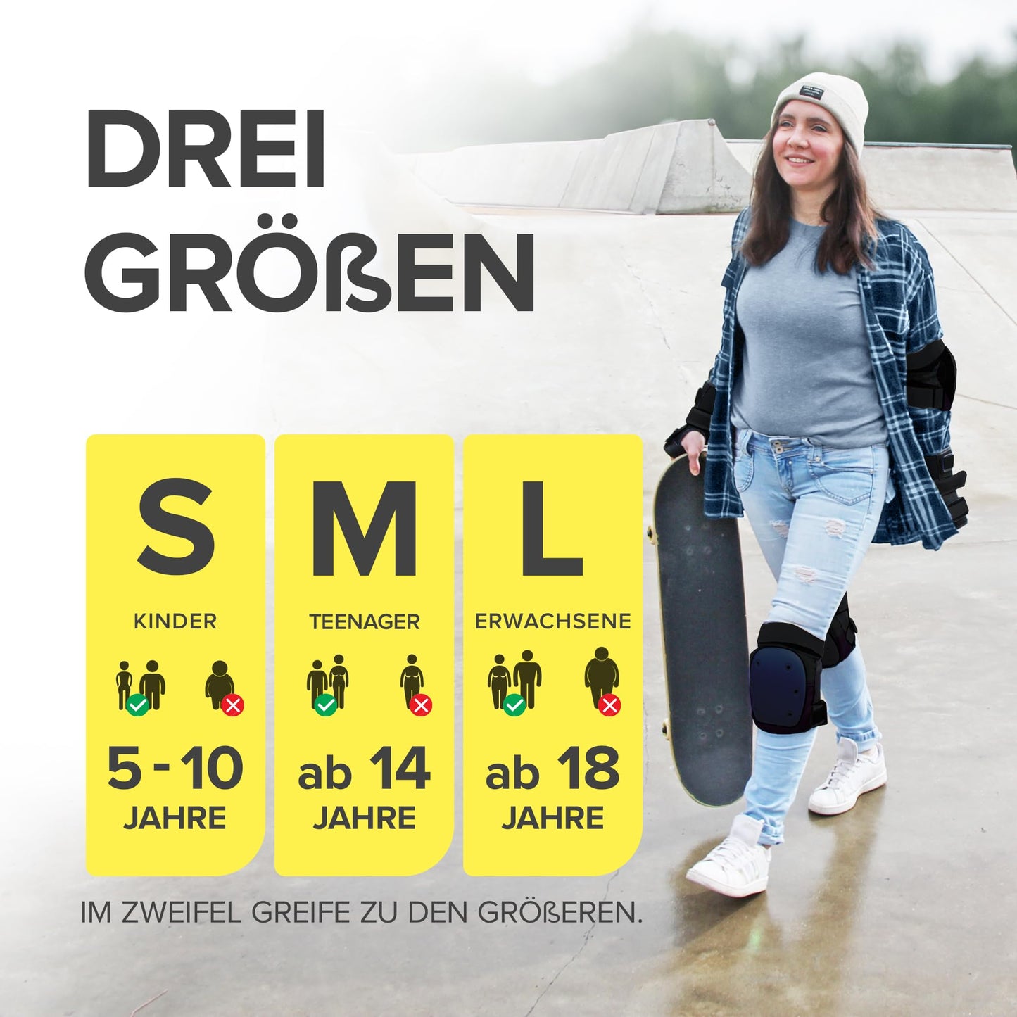 Liebkern Skate Protectors Set for adults & children [unisex] - Ideal for inline skating, skateboard, scooter - Adult inline skate knee pads Adult skate pads Adult protector set