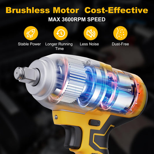 Mowis 700N.m professional 21V cordless impact wrench with 4.0Ah battery, 4800 RPM brushless motor, 3 variable speeds, 4 sockets for automotive and household use.