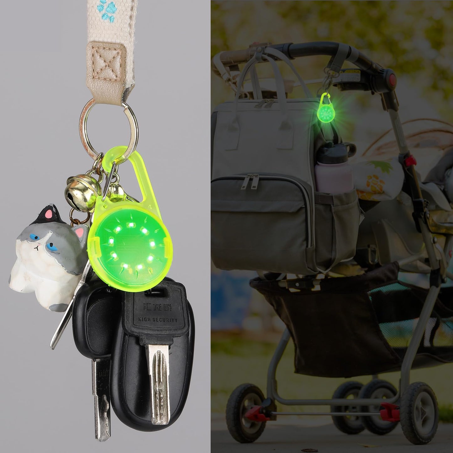 ZLCBBD LED Blink light for kids - USB rechargeable reflector light for school bags, safety light attachment for hiking, running, jogging, pet backpack, clothing Green