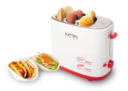 Elettro Living Poldo Elettroliving Baguette and hotdog machine with sausages and bread, crumb tray and non-slip feet, perfect for gifts, parties, and gatherings.