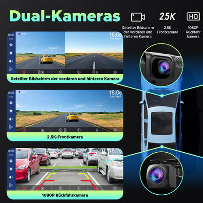 Lamto Wireless Apple Carplay & Android Auto receiver with 2K dashcam Front, 1080P rear camera, 9.26-inch touchscreen Wireless Carplay with Siri/Bluetooth 5.0/FM/AUX/Mirror-Link/64G SD card