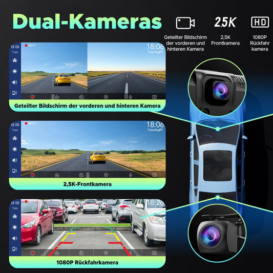 Lamto Wireless Apple Carplay & Android Auto receiver with 2K dashcam Front, 1080P rear camera, 9.26-inch touchscreen Wireless Carplay with Siri/Bluetooth 5.0/FM/AUX/Mirror-Link/64G SD card