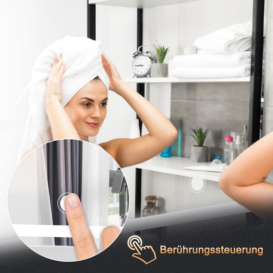 Trinity mirror with lighting, 50x70cm LED bathroom mirror with lighting, bathroom mirror with touch switch, bathroom wall mirror.