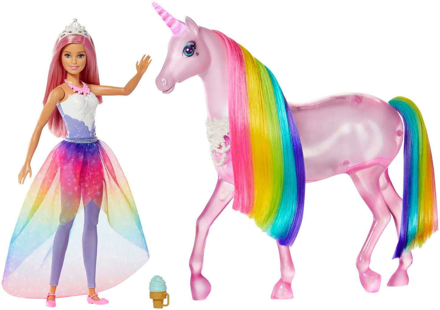 Barbie Dreamtopia Magical Lights Unicorn, with 25+ lights and sounds, includes Barbie doll and unicorn, gift for kids, toy for ages 3+, GWM78