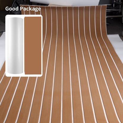 SenMore Eva Teak Self-Adhesive Foam Boat Yacht Flooring Non-Slip Mat Marine Deck Hardware for Boats Yacht Marine Carpet with Self-Adhesive Backing, 240x90cm