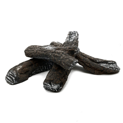 intergrill firewood imitation | Set of 4 ceramic decorative logs | Up to 1100°C | Logs for gas fire pits and gas fireplaces | Fireplace accessory | Natural