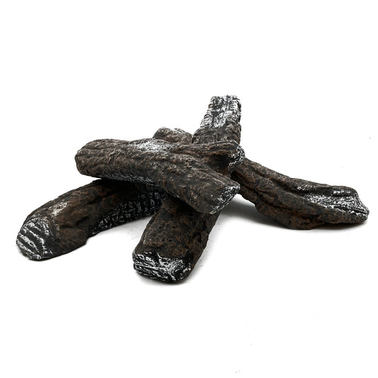intergrill firewood imitation | Set of 4 ceramic decorative logs | Up to 1100°C | Logs for gas fire pits and gas fireplaces | Fireplace accessory | Natural