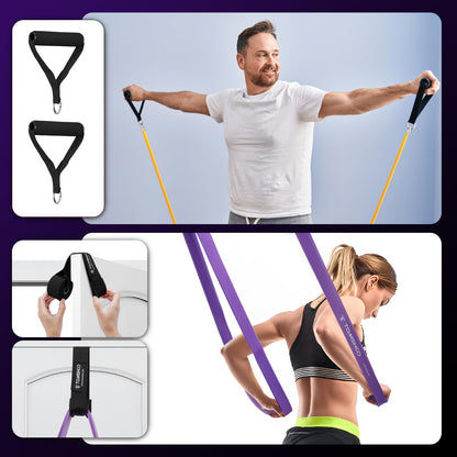 TOMSHOO Resistance Bands Set, Fitness Bands Pull-up Band Training Band with Door Anchor, Handles, Storage Bag, Multiple Resistance Levels, for Strength Training, Stretching