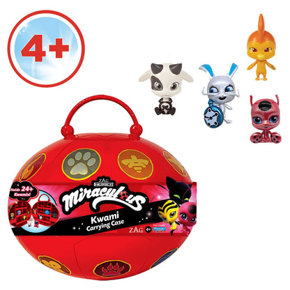 BANDAI - Miraculous Ladybug - Miracle Box with 4 Kwamis included - Miraculous Kwamis Mini-Figures Set - Officially licensed - Storage box with handle - Toy for kids 4 and up - P50591