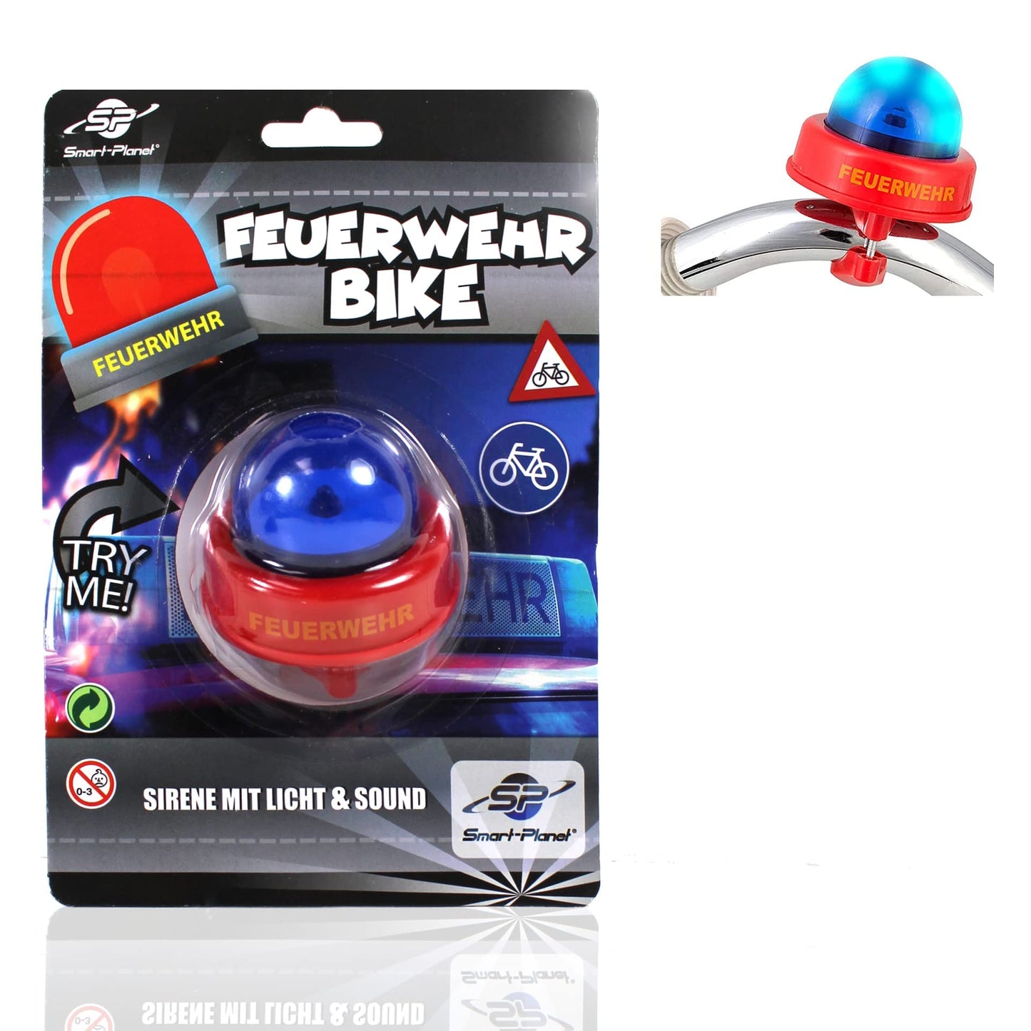 Smart Planet bicycle siren - Firefighter bicycle bell - Bike siren - Fun fire truck siren for kids - Bicycle bell for the handlebars with Tatü Tata sound.