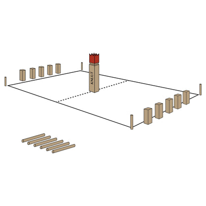Devil's Kubb Outdoor Game XXL - Original Viking Game - Swedish Chess - Wooden Swedish Chess with fabric bag throwing game made of FSC® pine wood for children and adults