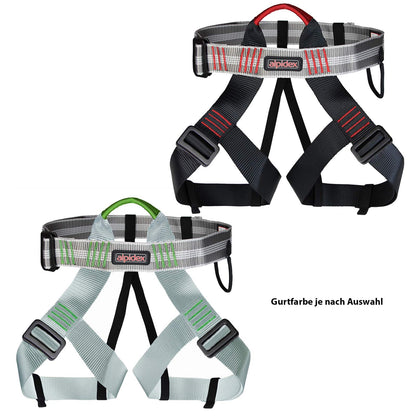 ALPIDEX climbing helmet, climbing harness + Stubai via ferrata set Basic 3.0, Color: Turquoise Green, Size: Harness - Universal size/red Pepper