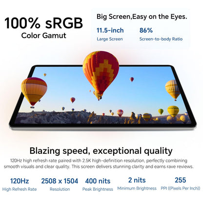 HONOR Pad X9a 6GB 128GB Tablet, 11.5-inch 120Hz 2.5K Fullview Display, Snapdragon 685, 8300mAh battery, Android 15, WiFi Version, Gray