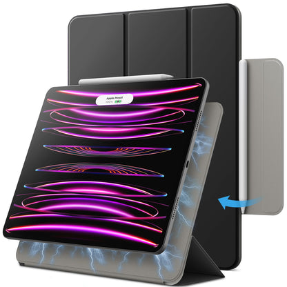 JETech Magnetic Case for iPad Pro 12.9 Inch 2022/2021/2020/2018 (6th/5th/4th/3rd Gen), 2nd Gen Pencil Charging, Case with Auto Wake/Sleep (Black)