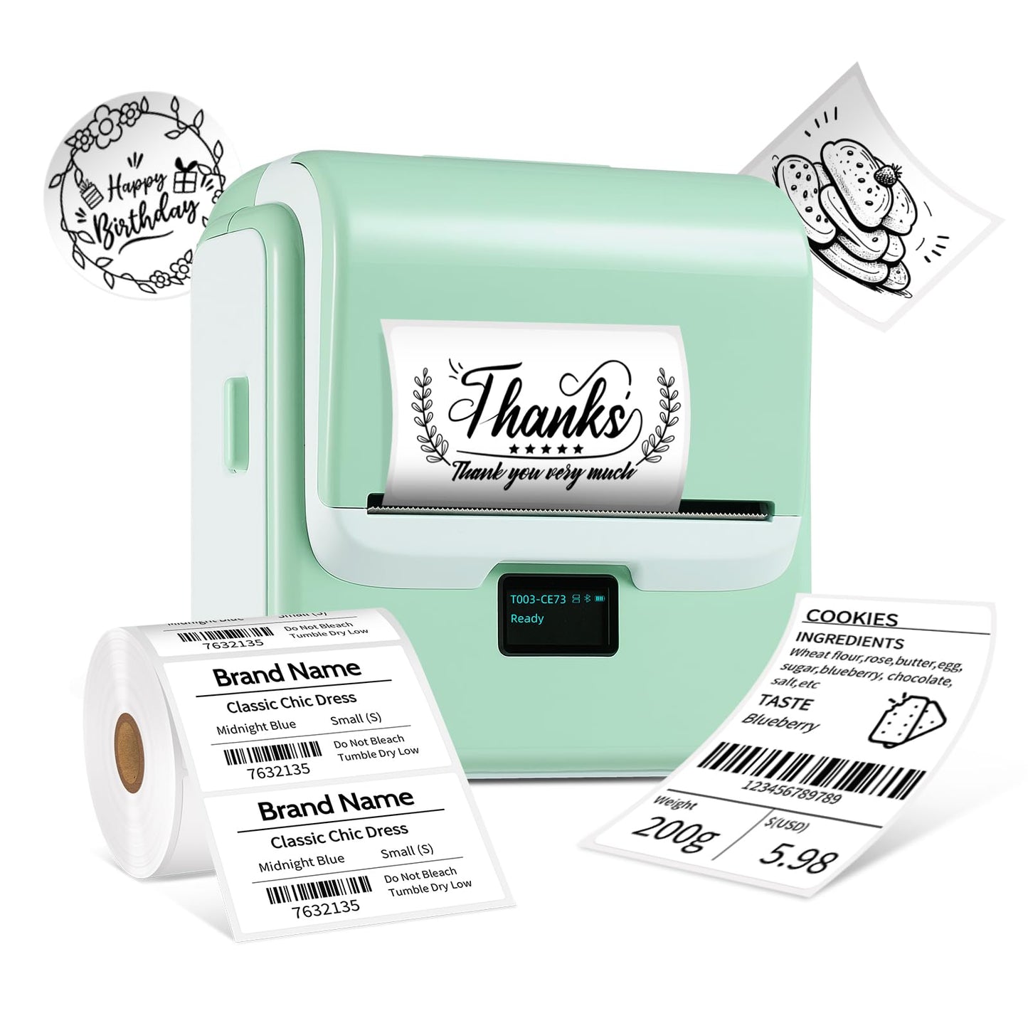 ORGSTA T003 label printer with self-adhesive labeler Bluetooth & USB 2200 mAh labeling machines 50 mm/s labeling device Label Printer Sticker Maker