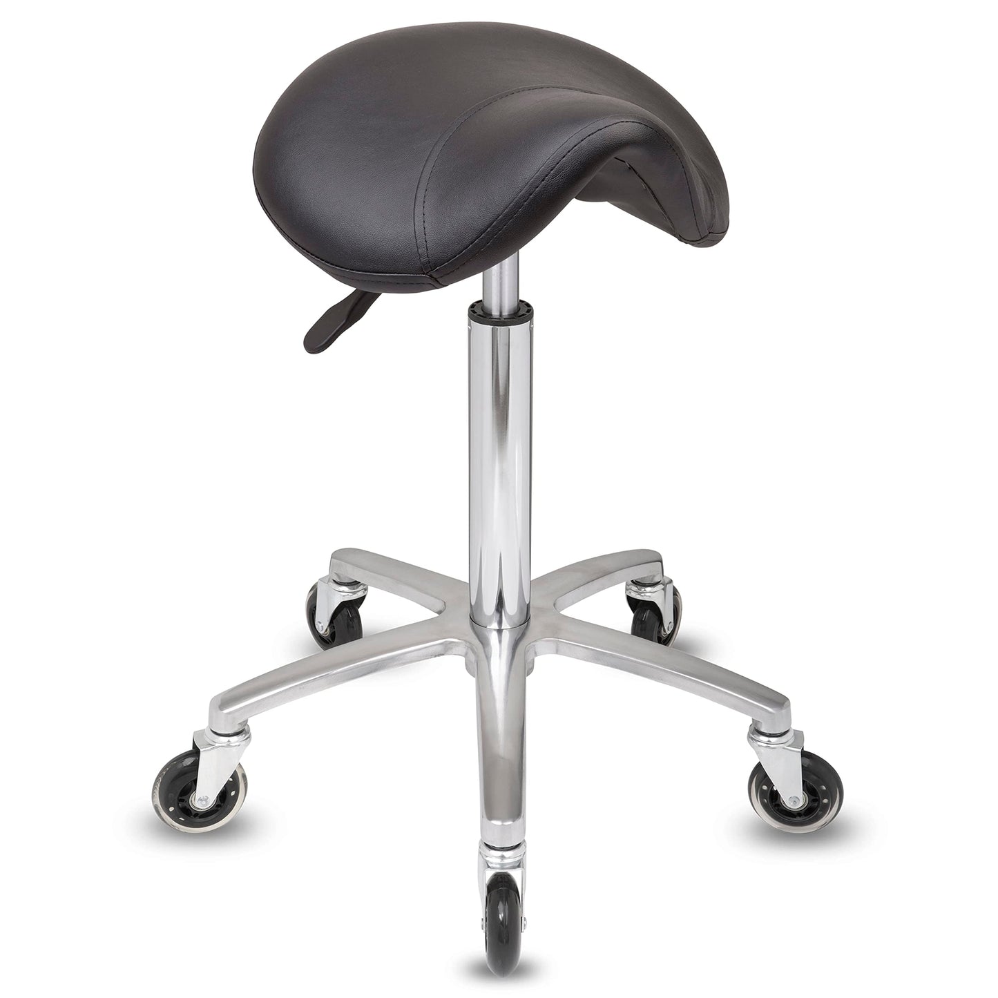 Staboos rolling stool up to 160 kg - saddle seat with gel padding - practical stool (premium wheels) swivel stool adjustable in height (55 cm to 75 cm) saddle stool