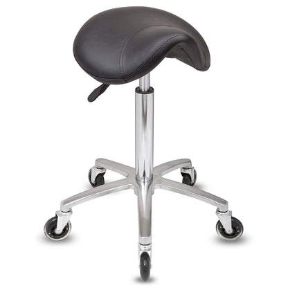 Staboos rolling stool up to 160 kg - saddle seat with gel padding - practical stool (premium wheels) swivel stool adjustable in height (55 cm to 75 cm) saddle stool