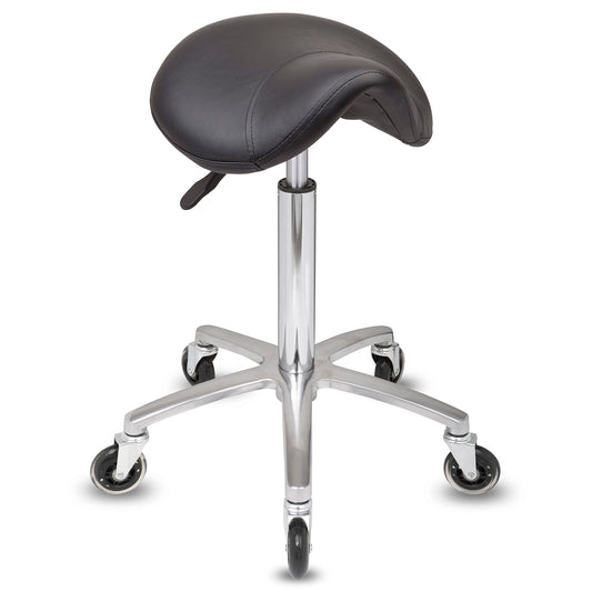 Staboos rolling stool up to 160 kg - saddle seat with gel padding - practical stool (premium wheels) swivel stool adjustable in height (55 cm to 75 cm) saddle stool