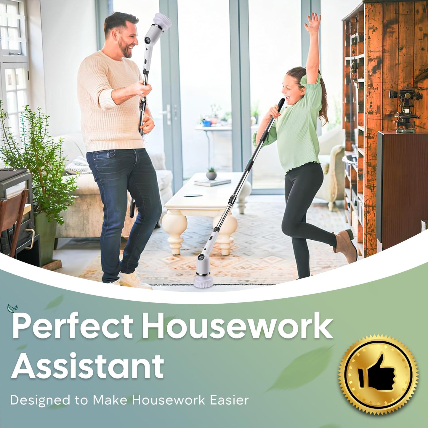 Electric cleaning brush, 9 IN 1 Spin Scrubber Cordless with 8 drill brushes heads, Acemall 152cm Adjustable Handle, 3 speeds for bathroom, bathtub, kitchen, floor, grooves.