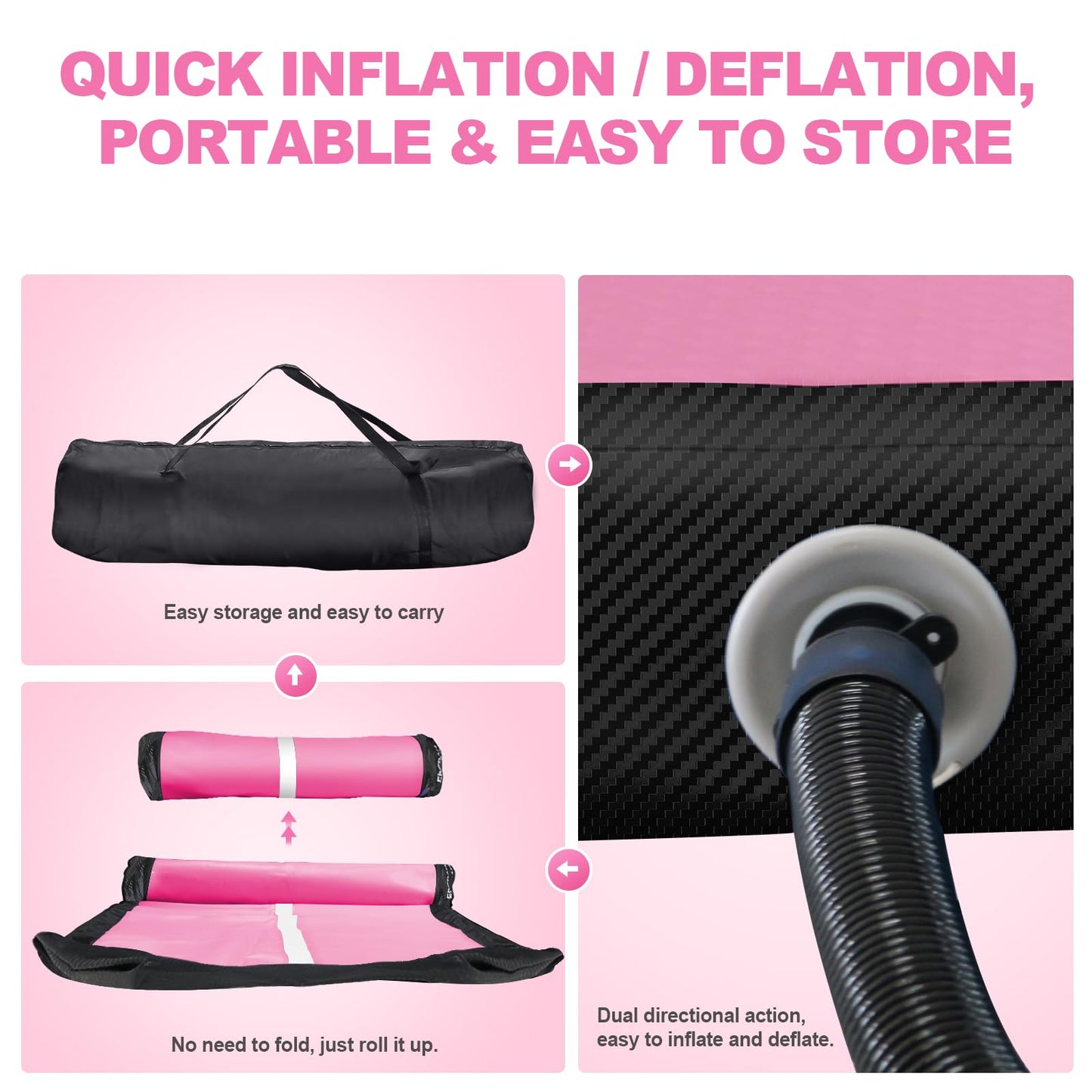 FBSPORT Airtrack mat, 10cm thick 4m tumbling mat, gymnastics mat with air pump, training mat with carrying bag, jogging mat for home, outdoor, yoga