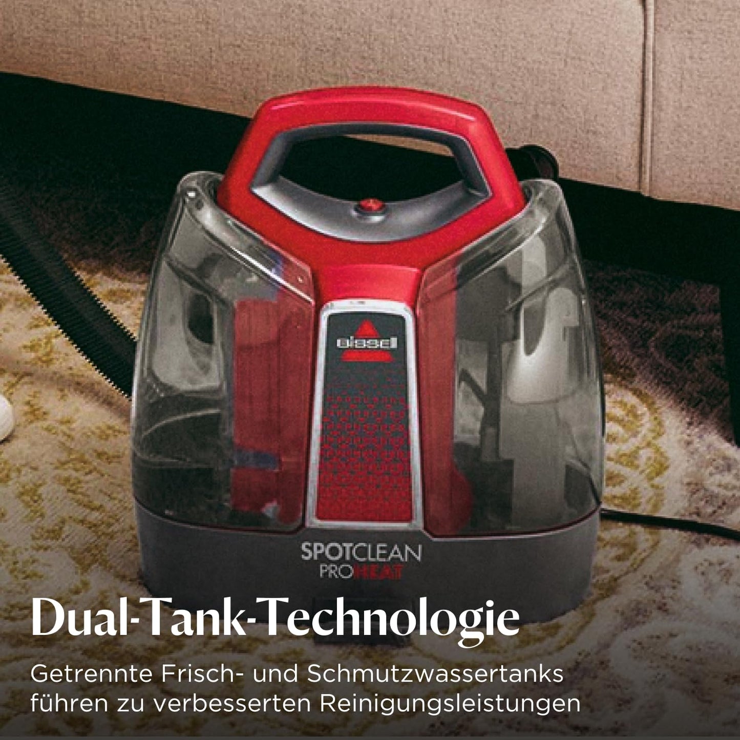 BISSELL SpotClean ProHeat, upholstery cleaner device, carpet cleaner with HeatWave technology, compact carpet cleaner, wet vacuum for carpets, upholstery, car & more, powerful 330W motor, 36988