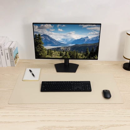Wolaile leather desk pad, 91.4 x 43.2 cm, large keyboard mouse pad, waterproof, non-slip, desk, computer mat, desk protector for office, home, ivory colored.