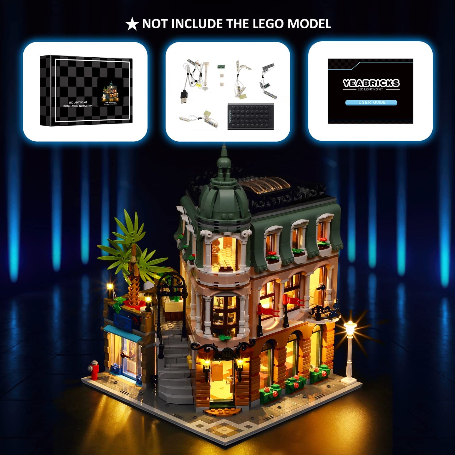 YEABRICKS LED Light Kit for Lego 10297 Creator Expert Boutique Hotel Building Blocks Model (Lego Set Not Included)