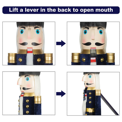 AI Store 120 cm Christmas Nutcracker Life Size Large XXL Wooden Nutcracker Figure Christmas Decoration (Blue Soldier)
