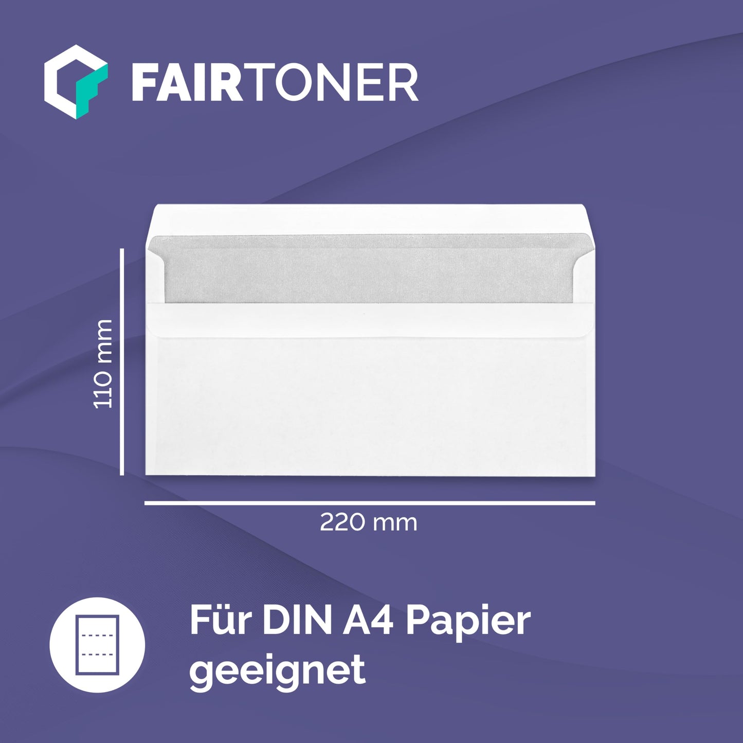 FairToner DL envelopes with window (1,000 pieces) self-adhesive, window envelopes 22 x 11 cm white