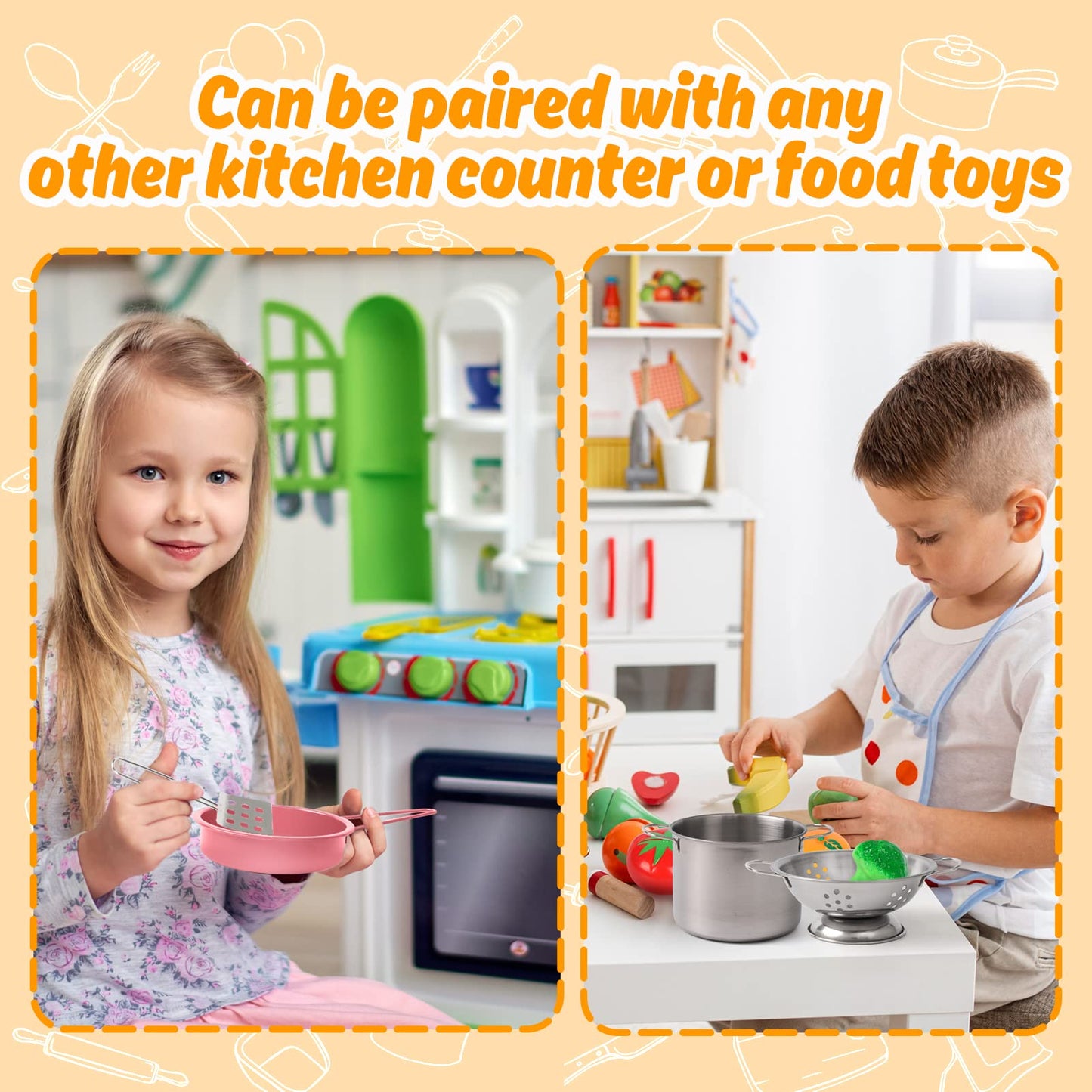 Veitch fairytales children's mud kitchen accessories outdoor kids dishes pots play kitchen kids kitchen dishes play pots kitchen accessories pot set kitchen toys cooking utensils role play gifts (pink)