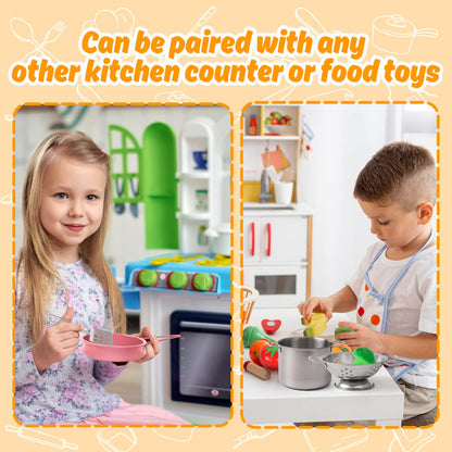 Veitch fairytales children's mud kitchen accessories outdoor kids dishes pots play kitchen kids kitchen dishes play pots kitchen accessories pot set kitchen toys cooking utensils role play gifts (pink)