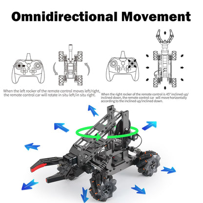 Robot kit, robot toy, experiments for kids 8+, 2-in-1 robot arm car with electronic programming and remote control, STEM kids' toy, birthday gifts for kids.