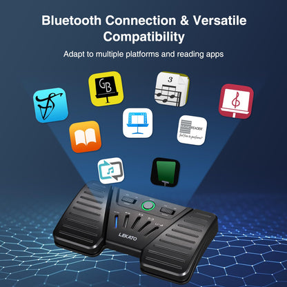 LEKATO Bluetooth Page Turning Pedal, Wireless Page Turner, Rechargeable Page Flipper for Smartphone Tablet Computer, 5 Modes, Wireless Foot Switch for Playing Instruments or Prompting