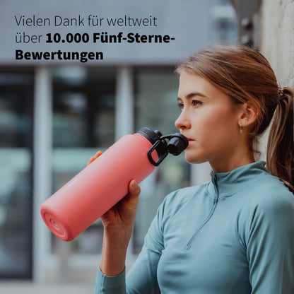 720°DGREE Stainless Steel Bottle 950ml "noLimit" - Leakproof, Carbonation Suitable, BPA-Free - Thermos Bottle, Insulated Bottle with Screw Cap for Sports, Fitness, Outdoor + Free Sports Lid