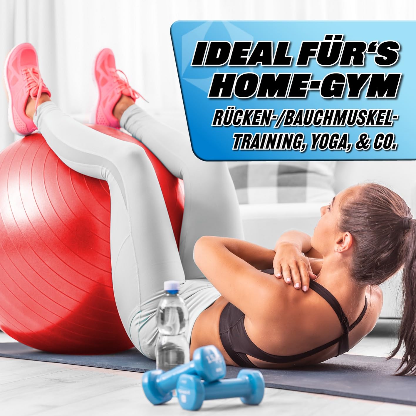 #DoYourFitness Gymnastic Ball with Ball Pump | Fitness Exercise Ball in 55cm to 85cm | Anti-Burst | Exercise Ball for Yoga, Pilates, Gym, Office & Pregnancy | Fitness Ball & Balance for Core Training