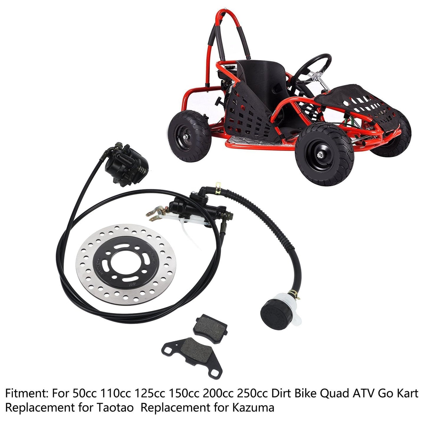 Aramox Hydraulic Disc Brake Kit, Disc Brake Kit Metal Brake Pad-Disc Rotor for 50 110 125 150 200 250 Dirt Bike Quad ATV Go Kart