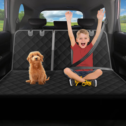 Alfheim dog car seat cover, waterproof and non-slip back seat cover, scratch-resistant and washable dog car seat cover protection universal for trucks, SUVs (black)