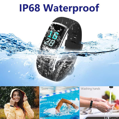 Holabuy smartwatch, IP68 waterproof fitness tracker step counter watch with heart rate monitor fitness wristwatch compatible with iOS Android for women men kids (152-Black)