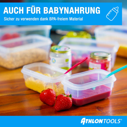 ATHLON TOOLS 4x 3L Fresh-keeping container set in gastro-quality - 100% airtight and leak-proof -40 to +100 degrees - for all foods - BPA-free - storage containers for refrigerator (3 L | 4 pcs)