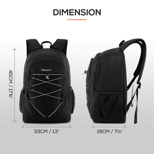 TOURIT Cooler Backpack 25L Waterproof cooler backpack Lightweight backpack for picnic, camping, hiking, BBQ Black
